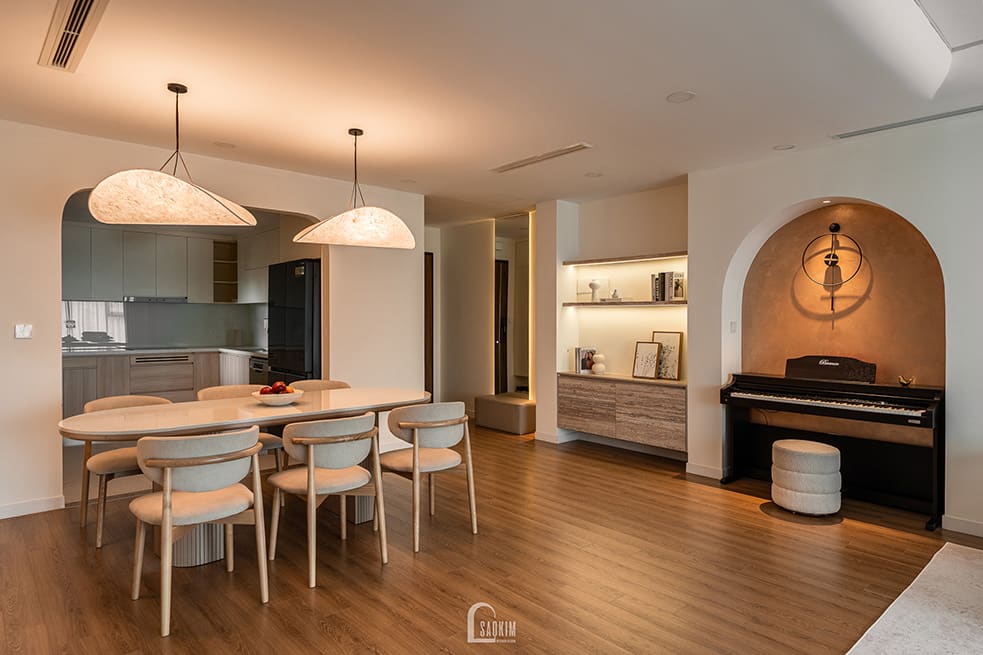 Thiết kế thi công nội thất phòng bếp chung cư phong cách Wabi Sabi mix Japandi tạo sự Ấm Áp và Kết Nối