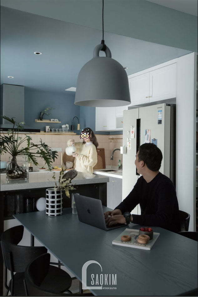 Không gian phòng ăn và bếp thông thoáng, tiện nghi