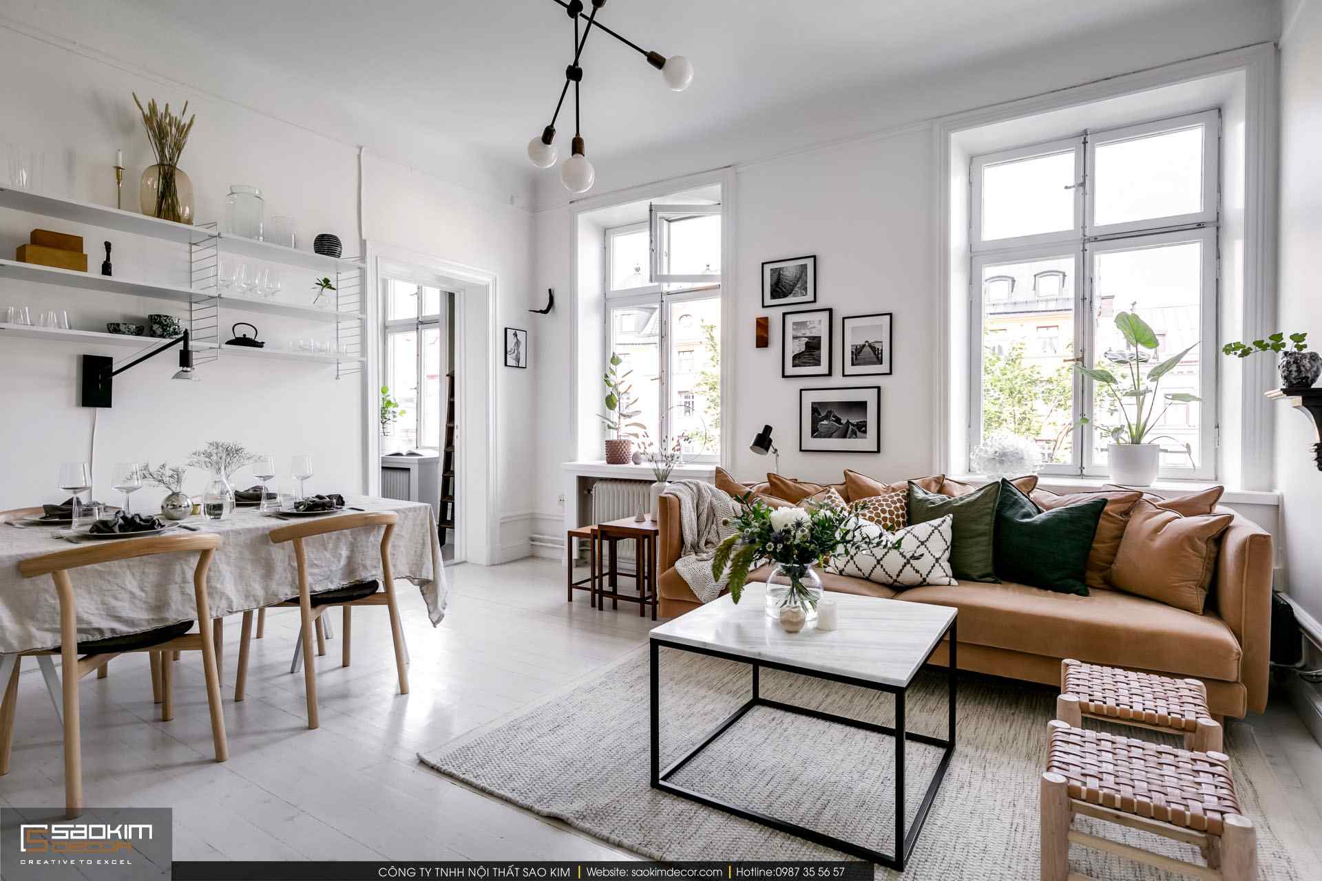 THIẾT KẾ NỘI THẤT CHUNG CƯ 2 PHÒNG NGỦ PHONG CÁCH SCANDINAVIAN