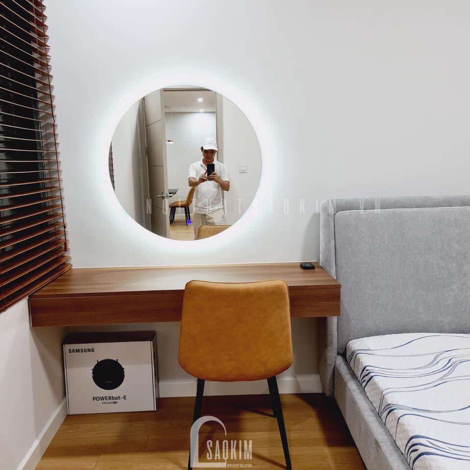 Không gian phòng ngủ sử dụng tông màu trắng- nâu làm chủ đạo