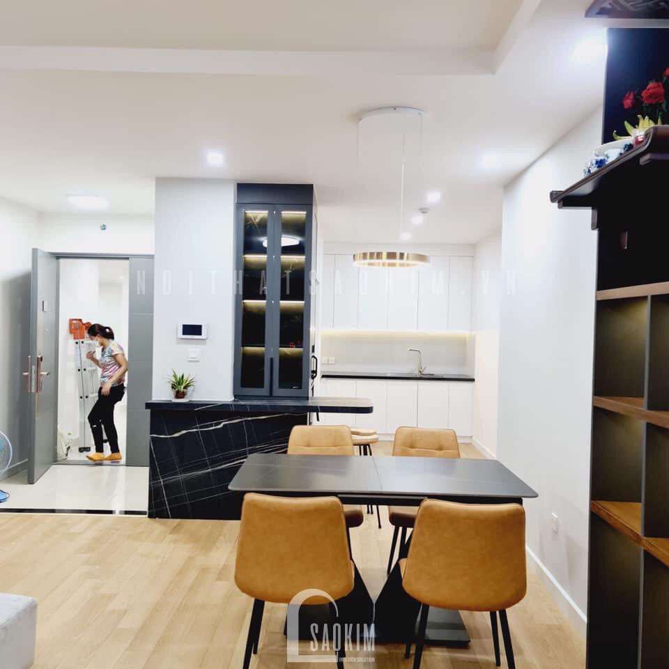 Không gian bếp được thiết kế liên thông tạo không gian mở tiện nghi ấm cúng