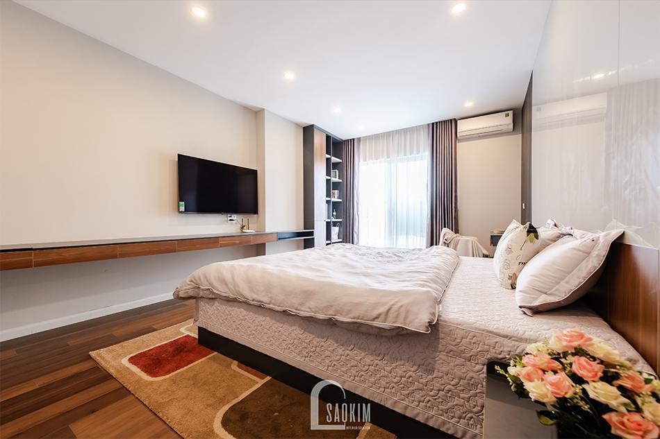 Hoàn thiện thi công nội thất phòng ngủ master chung cư HPC Landmark 105 Tố Hữu