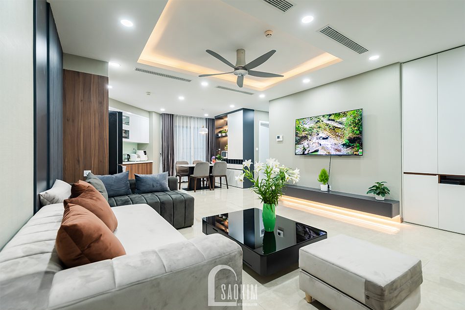 Thi công căn hộ Golden Park mang vẻ đẹp ấm cúng với phong cách hiện đại