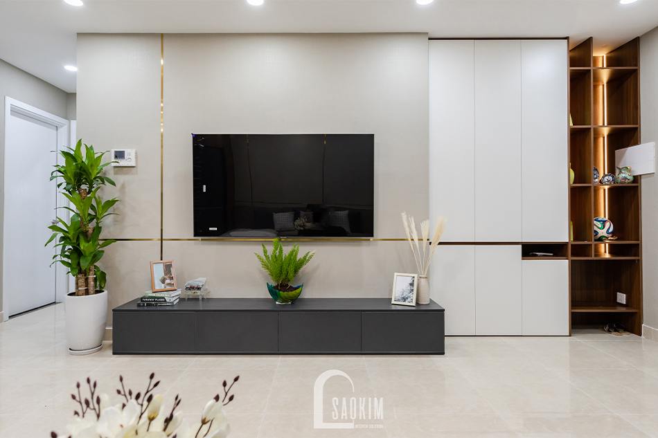 Hoàn thiện thi công nội thất phòng khách chung cư 80m2 Golden Park