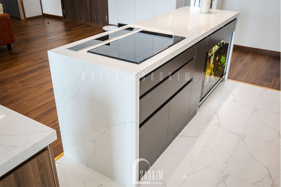 Thi công nội thất phòng bếp căn hộ cao cấp chung cư The Zen Gamuda 157m2 phong cách hiện đại mang đậm dấu ấn cá nhân