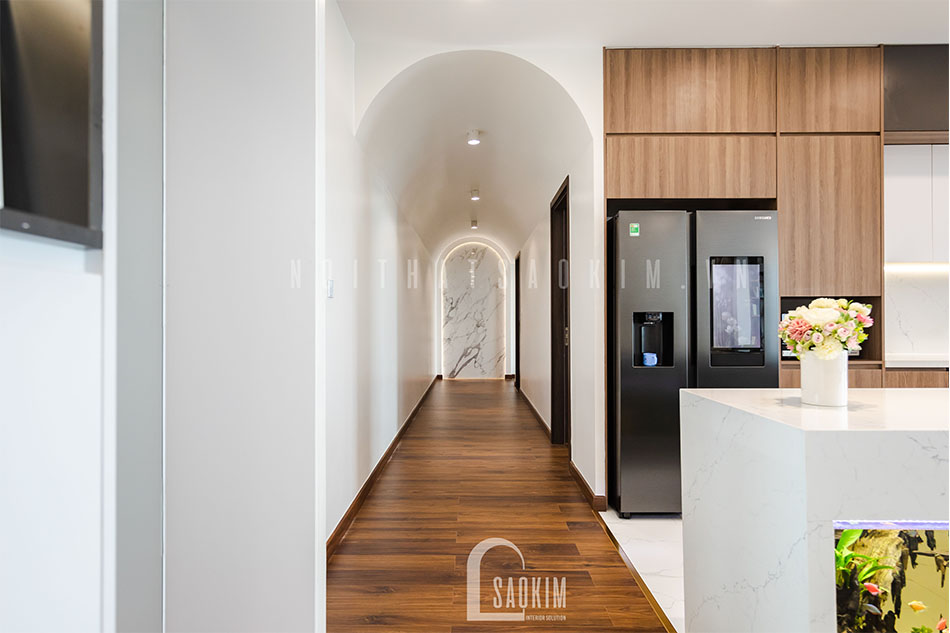 Thi công nội thất hành lang căn hộ cao cấp chung cư The Zen Gamuda 157m2 phong cách hiện đại