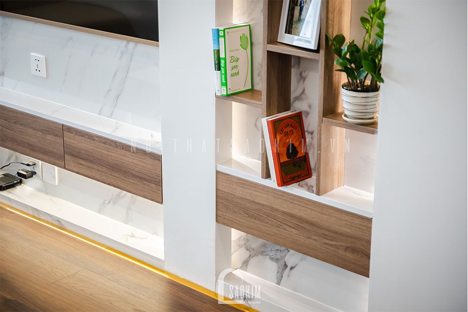 Thi công nội thất phòng khách căn hộ cao cấp chung cư The Zen Gamuda 157m2 phong cách hiện đại