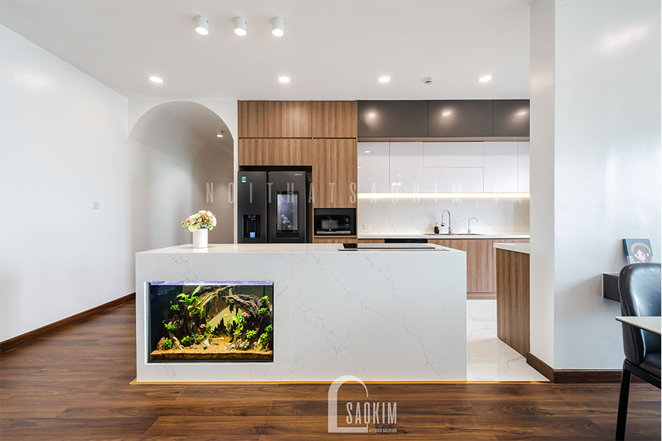 Thi công nội thất phòng bếp căn hộ cao cấp chung cư The Zen Gamuda 157m2 phong cách hiện đại và dấu ấn cá nhân