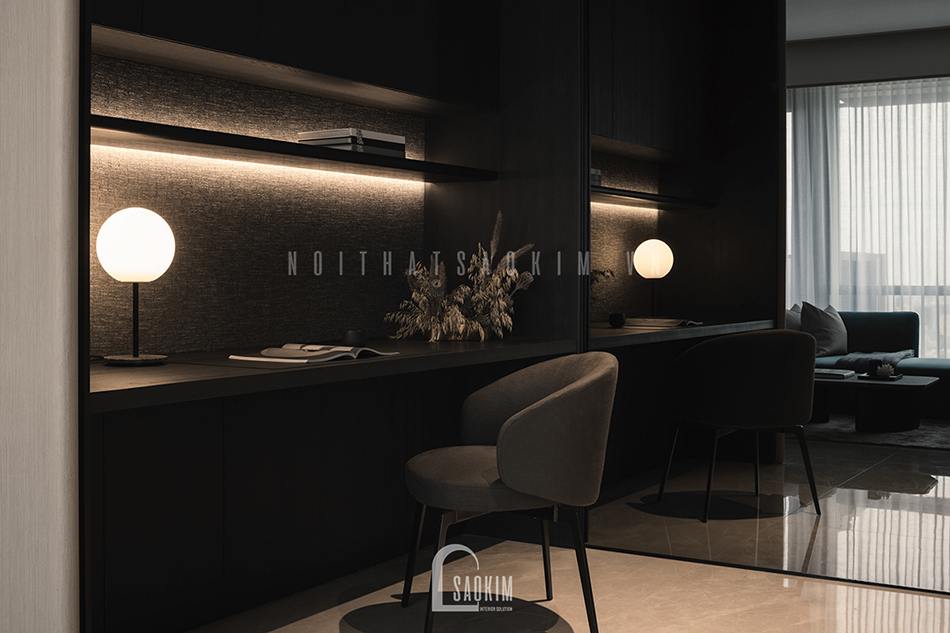 Thi công nội thất không gian làm việc tại nhà căn hộ chung cư 60m2 - 6Th Element đẹp tinh tế, cuốn hút