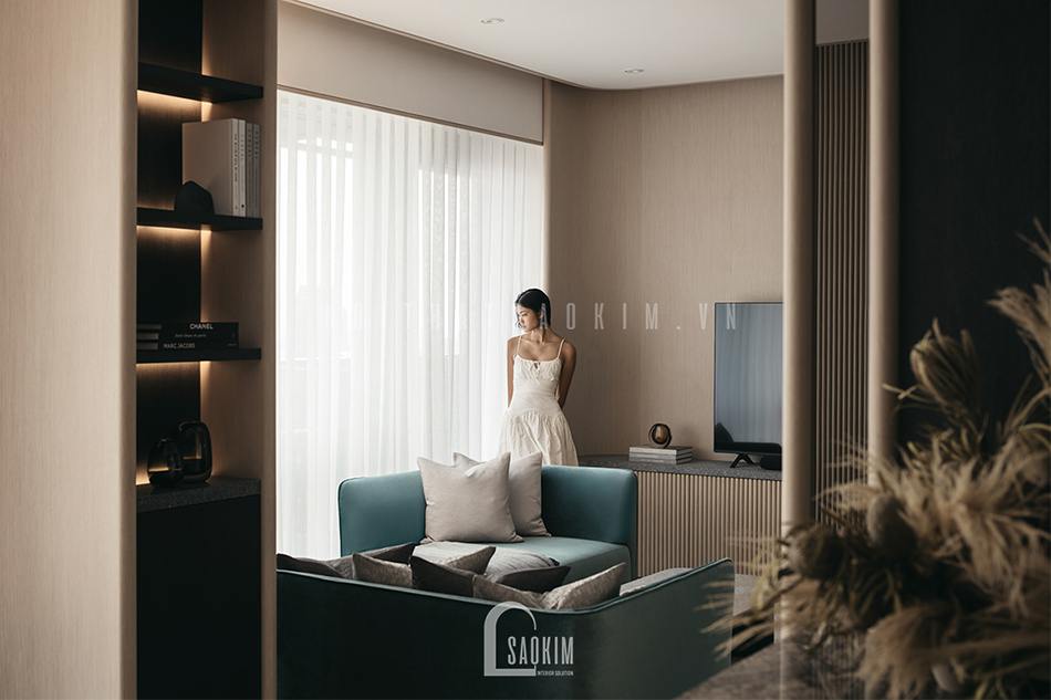 Thi công nội thất phòng khách căn hộ chung cư 60m2 - 6Th Element đẹp tinh tế, cuốn hút