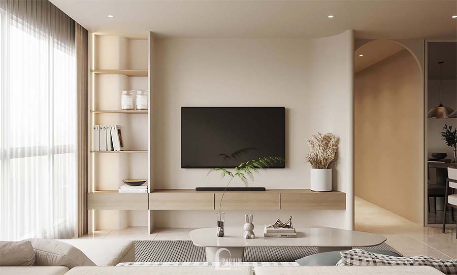Thiết kế thi công phòng khách căn hộ 3 ngủ vinhomes smart city phong cách Minimalist nhẹ nhàng, trong trẻo