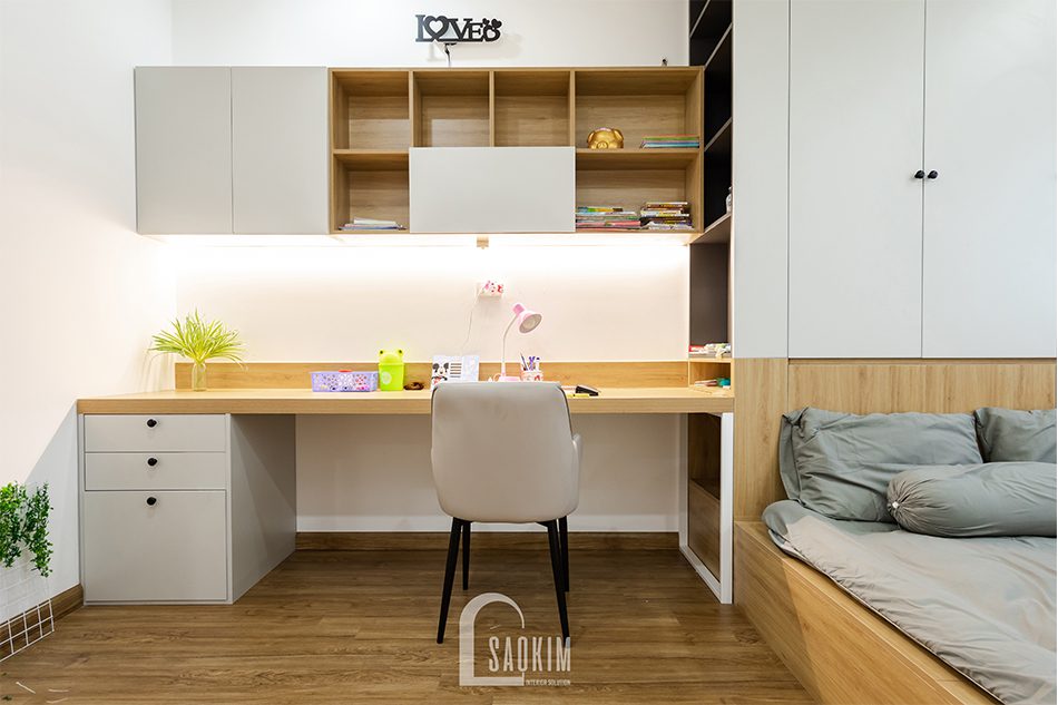 Thiết kế thi công chung cư Iris Garden - không gian học tập cho bé gái