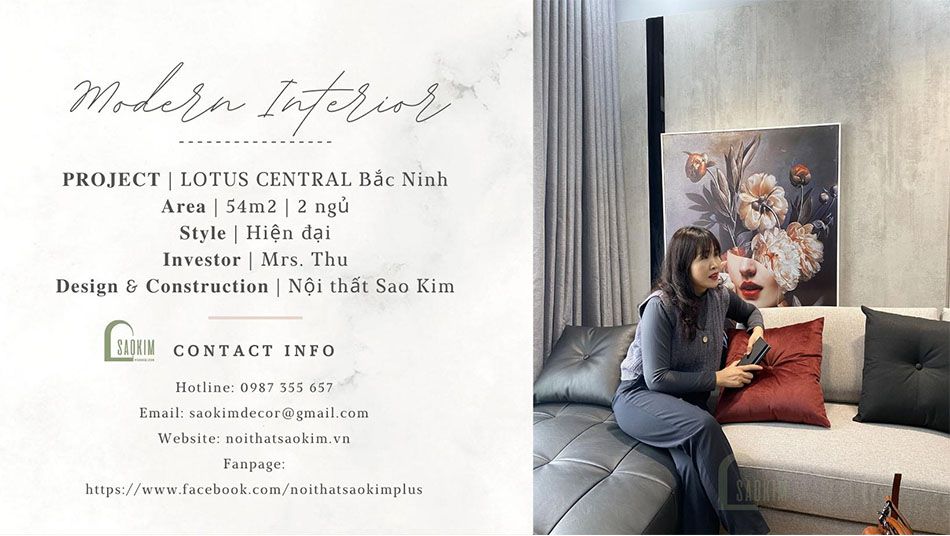 Thiết kế thi công nội thất chung cư trọn gói 54m2 Lotus Central phong cách hiện đại