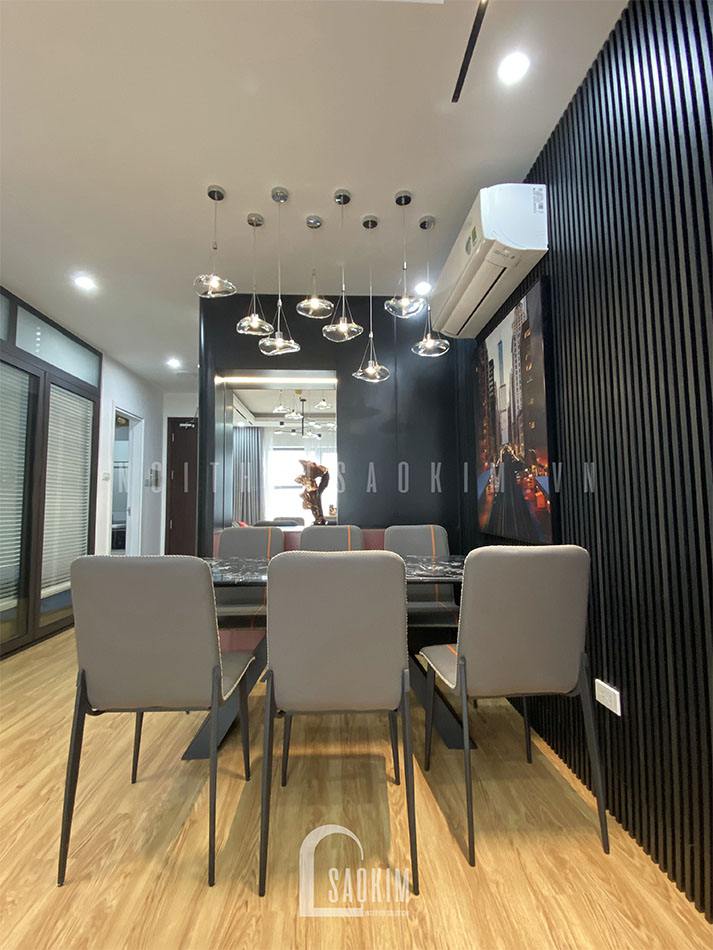 Thiết kế thi công nội thất phòng ăn chung cư trọn gói 54m2 Lotus Central phong cách hiện đại