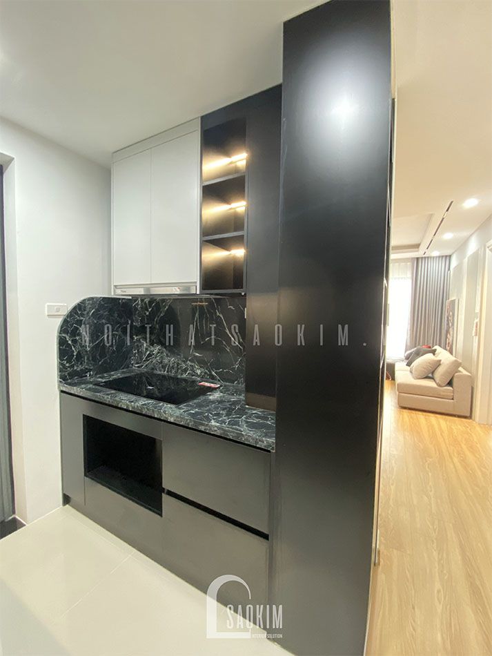 Thiết kế thi công nội thất phòng bếp chung cư trọn gói Lotus Central phong cách hiện đại