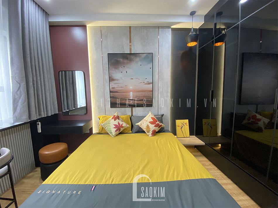 Thiết kế thi công nội thất phòng ngủ master chung cư theo phong cách hiện đại, thời thượng