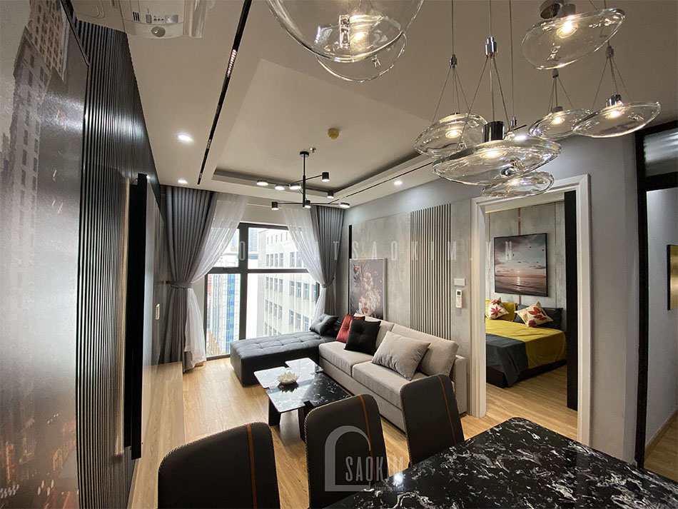 View nhìn từ phòng ăn ra phòng khách chung cư