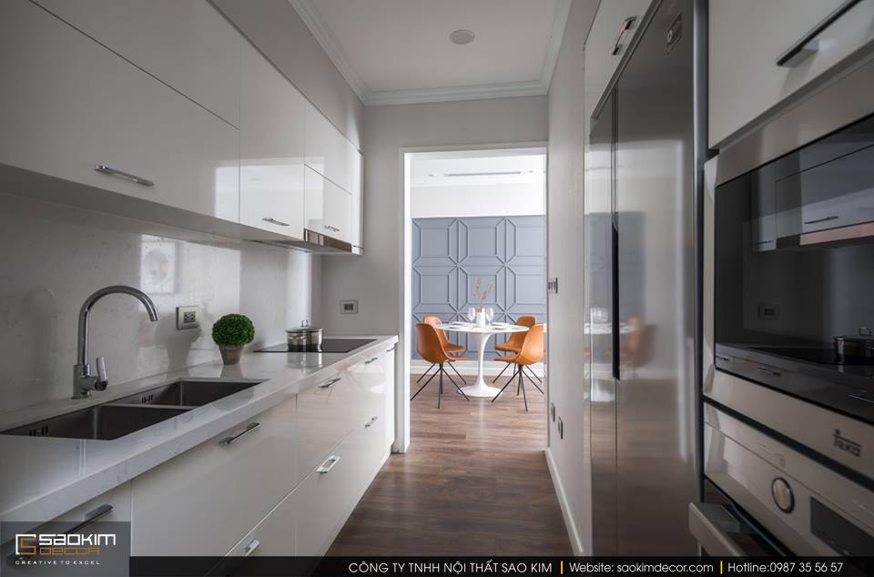 Thiết kế và thi công phòng bếp chung cư 83m2 Golden West Lê Văn Thiêm