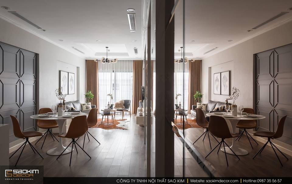 Không gian phòng ăn chung cư Golden West Lê Văn Thiêm