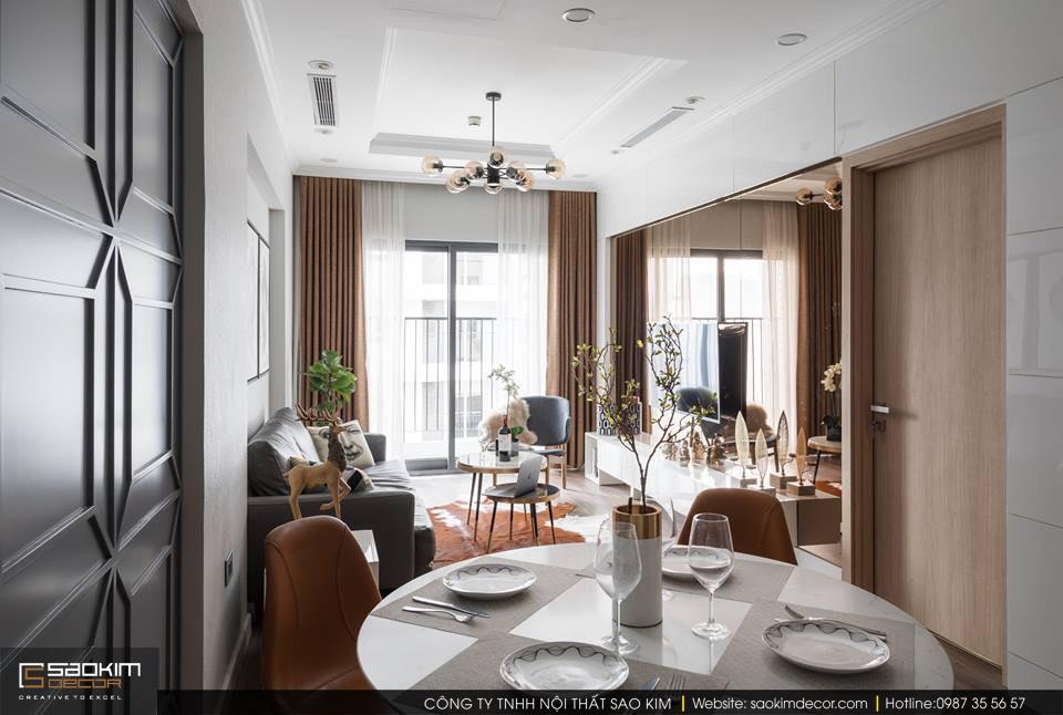 Thiết kế và thi công phòng khách chung cư 83m2