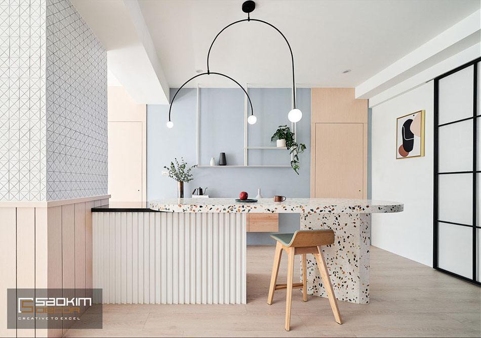 Phòng ăn mang vẻ đẹp cuốn hút với phong cách Color Block và gam màu pastel