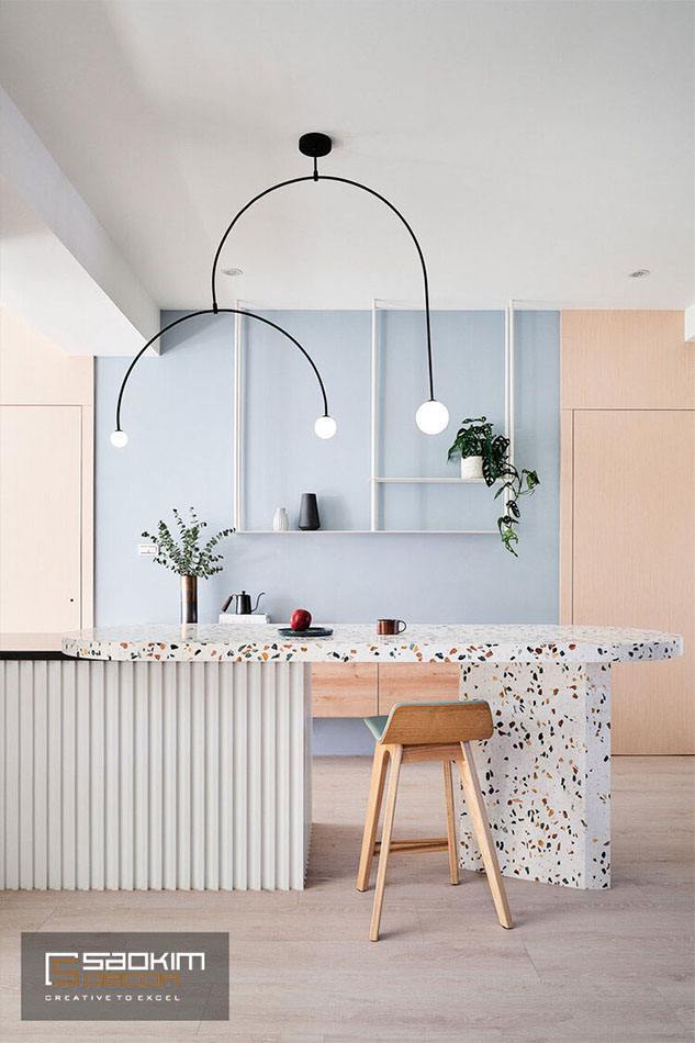 Bàn bar đồng thời cũng là bàn ăn