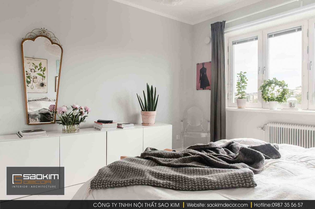 Thiết kế và thi công nội thất phòng ngủ chung cư Vinhome Gardenia theo phong cách Scandinavian (Bắc Âu)