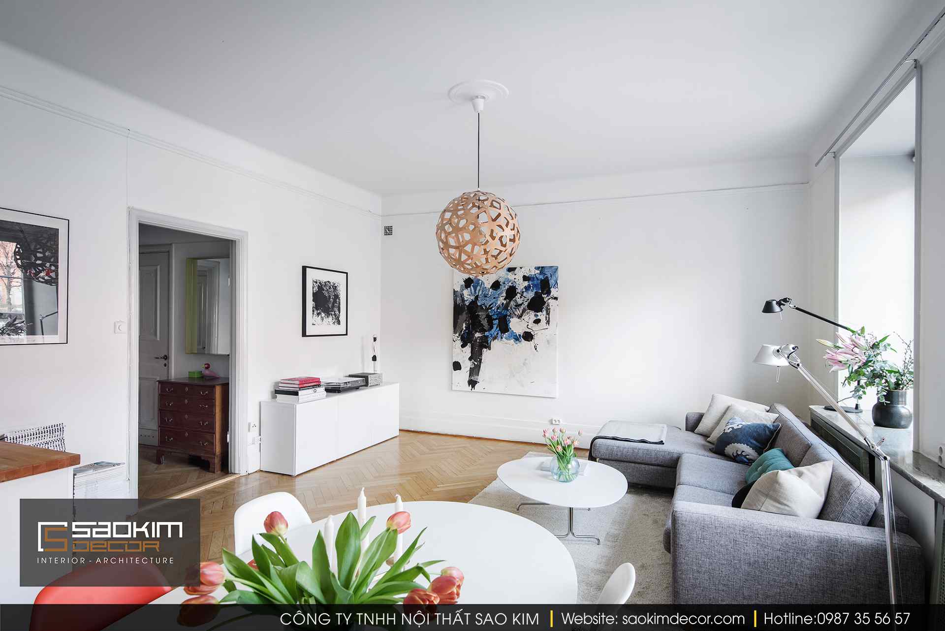 Thiết kế và thi công nội thất phòng khách phong cách Scandinavian (Bắc Âu)