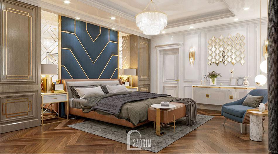 Mẫu thiết kế nội thất phòng ngủ biệt thự 2 tầng 240m2