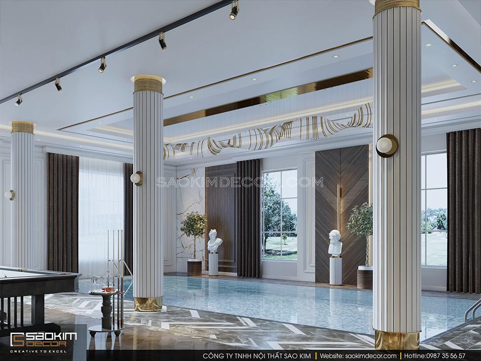 Thiết kế nội thất biệt thự có bể bơi trong nhà