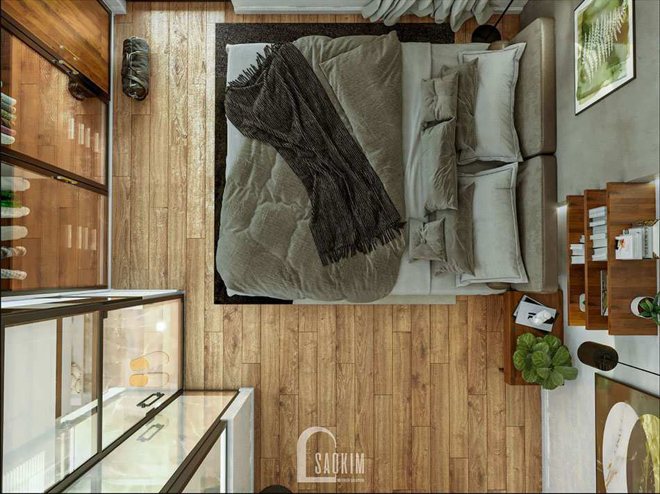 Không gian phòng ngủ nhà biệt thự 2 tầng đẹp 120m2 tại Thái Bình