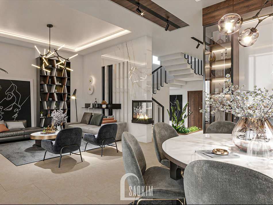 Những món đồ trang trí độc đáo mang thêm phần thu hút cho phòng khách biệt thự Thái Bình