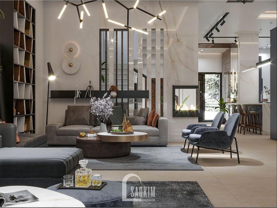 Mẫu thiết kế nội thất phòng khách biệt thự 120m2 Thái Bình