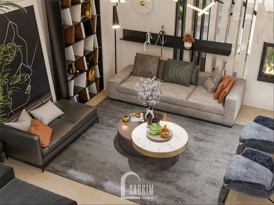 Nội thất phòng khách biệt thự được chăm chút tỉ mỉ, kỹ lưỡng