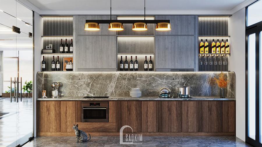 Thiết kế phòng bếp villa ấm áp cuốn hút khiến bất kỳ ai cũng muốn vào bếp