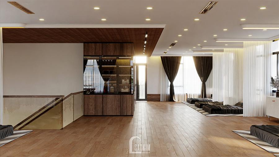 Vẫn là màu gỗ nâu làm chủ đạo giúp cho nơi đây luôn ấm cúng