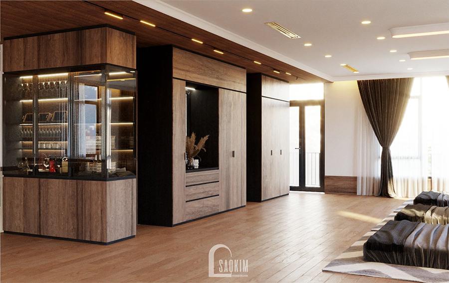 Thiết kế phòng ngủ chung biệt thự nghỉ dưỡng tại Ba Vì theo phong cách hiện đại