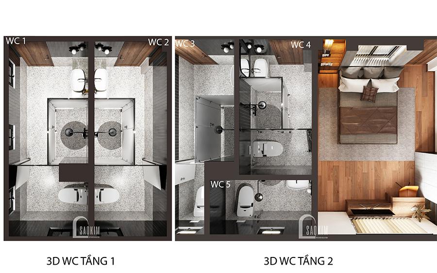 Căn biệt thự thiết kế 5 nhà tắm đảm bảo yêu cầu sử dụng khi có đông người