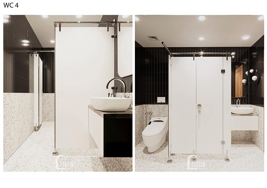 Thiết kế phòng tắm của phòng ngủ riêng biệt thự nghỉ dưỡng tại Ba Vì