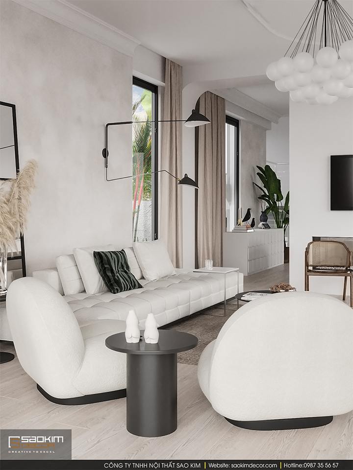 Thiết kế phòng khách biệt thự biển tại Đà Nẵng