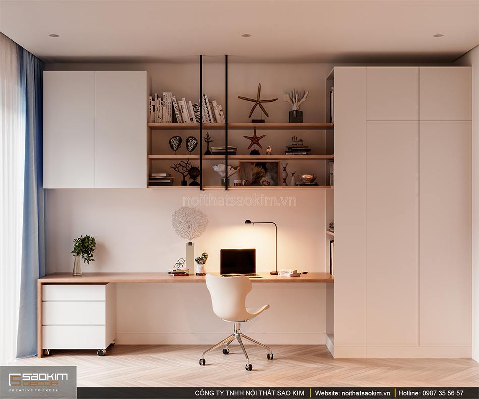 Thiết kế phòng làm việc riêng căn hộ cao cấp Vinhomes West Point