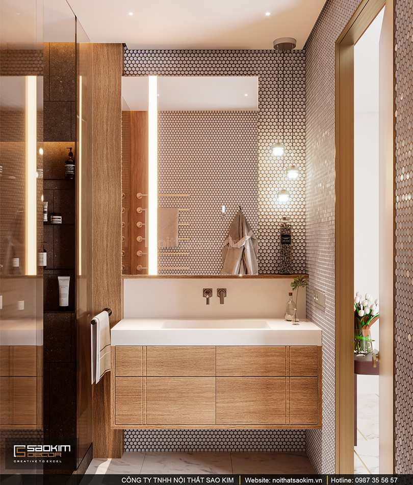 Thiết kế nội thất phòng tắm 2 căn hộ cao cấp Vinhomes West Point