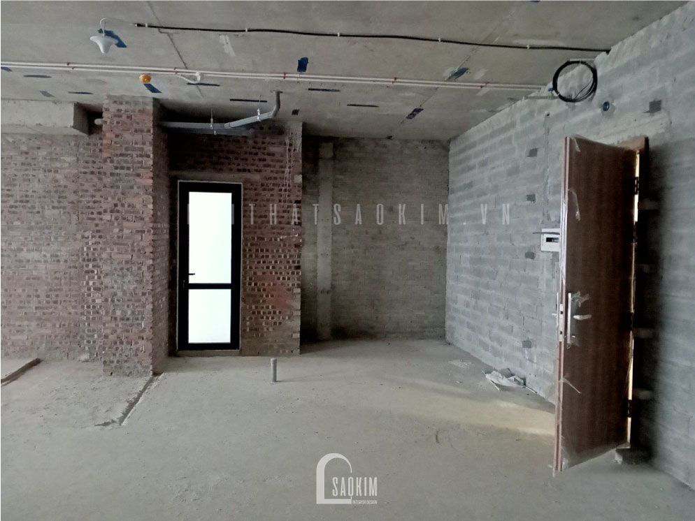 Phía cửa ra vào của mặt bằng chung cư LE GRAND JARDIN khi chưa thi công