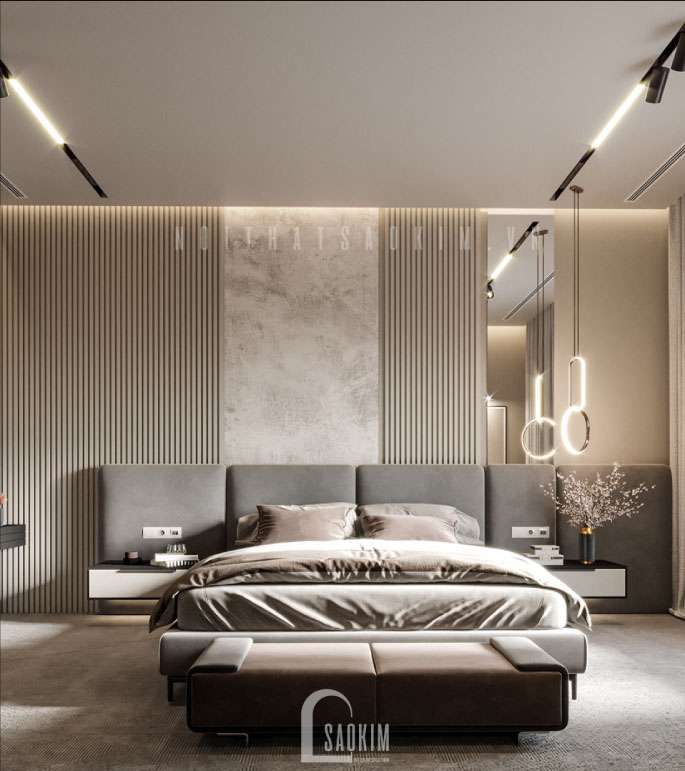 Kết hợp các đường nét ngang và thẳng giúp mở rộng không gian phòng