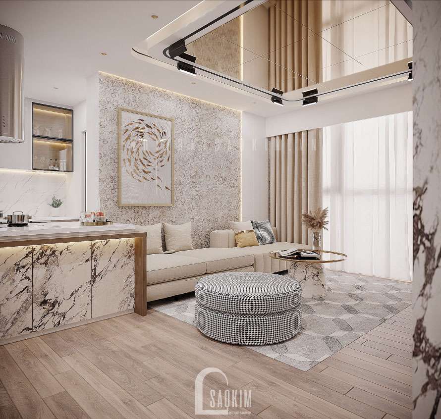 Thiết kế không gian phòng khách hiện đại, sang trọng