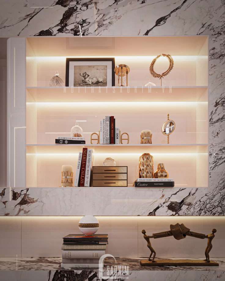 Khu vực kệ đựng đồ trưng bày, trang trí cho gia chủ