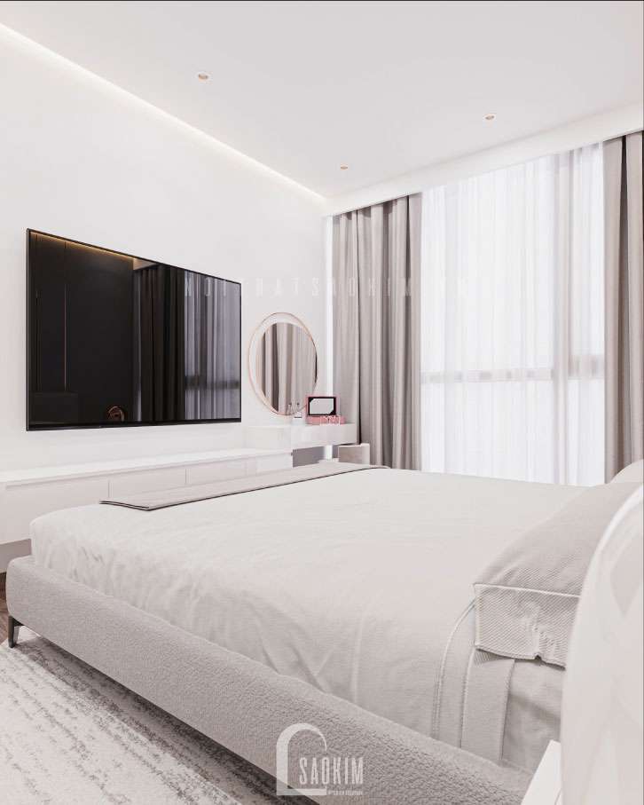 Không gia cả căn phòng ngủ trong thiết kế căn hộ chung cư The Maxtrix One