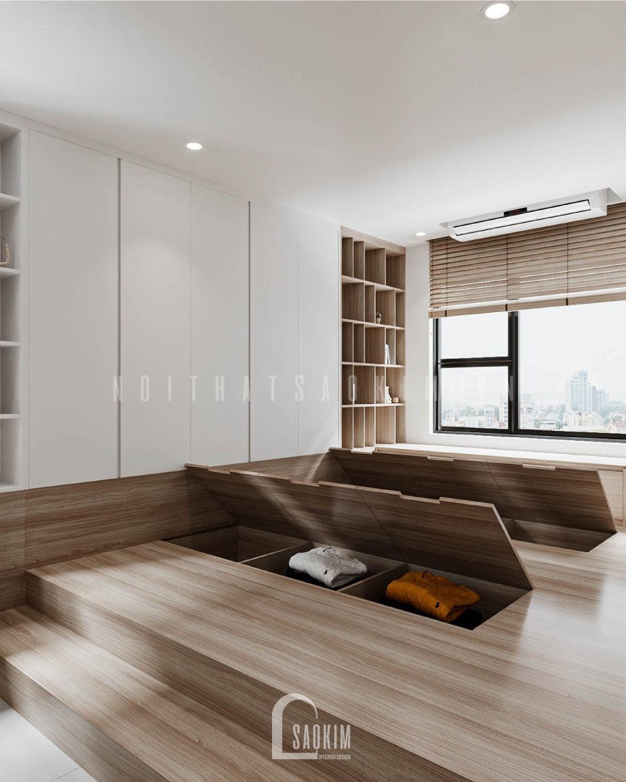 Tấm phản có nhiều ngăn có thể đựng đồ