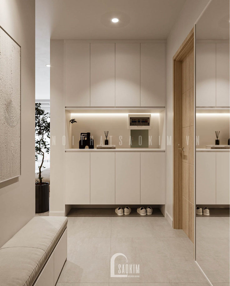 Sảnh chờ để đồ, giày dép góc đối diện