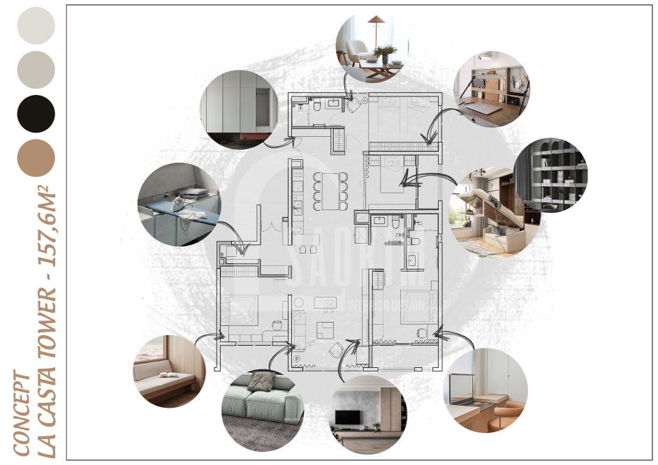 Bản vẽ mặt bằng thiết kế nội thất chung cư Lacasta Văn Phú 160m2.
